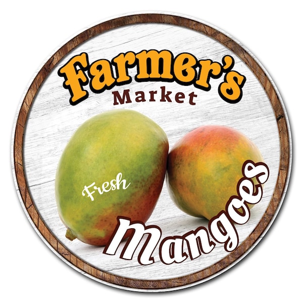 Signmission Corrugated Plastic Sign With Stakes 24in Circular-Farmers Market Mangoes, C-24-CIR-WS-Mangoes C-24-CIR-WS-Mangoes - main